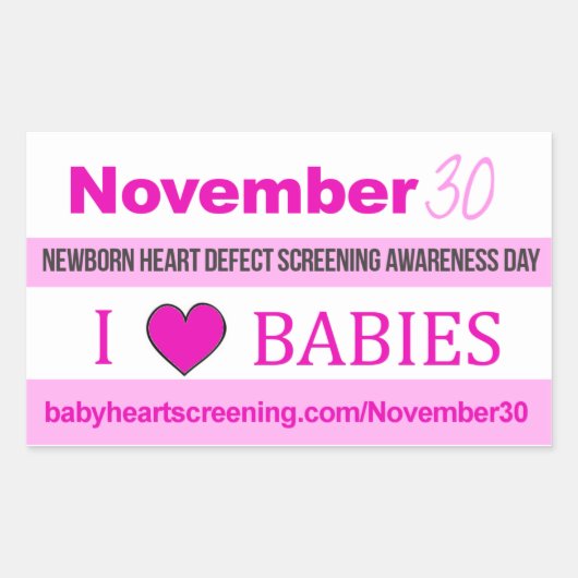 November 30: Newborn Heart Screening Day Stickers (Voorkant)
