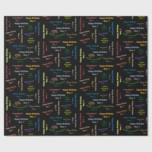 November, 7 Verjaardag Gift Wrapping Paper Cadeaupapier (Vlak)