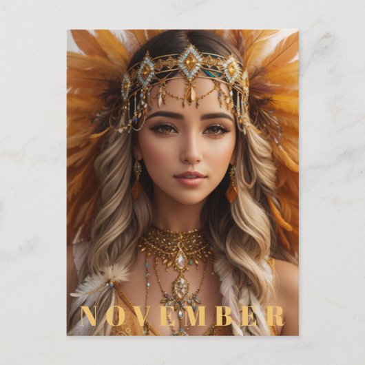*~* NOVEMBER AP53 Hoofddeksel Topaas Geboortesteen Briefkaart (Voorkant)