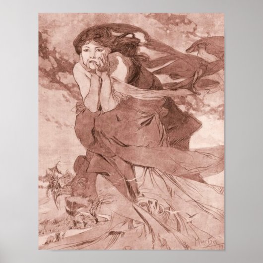 November Art Nouveau Alphonse Mucha Poster (Voorkant)