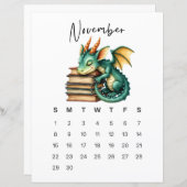 November Baby Dragon Art Print Whimsical Fantasy  (Voorkant / Achterkant)