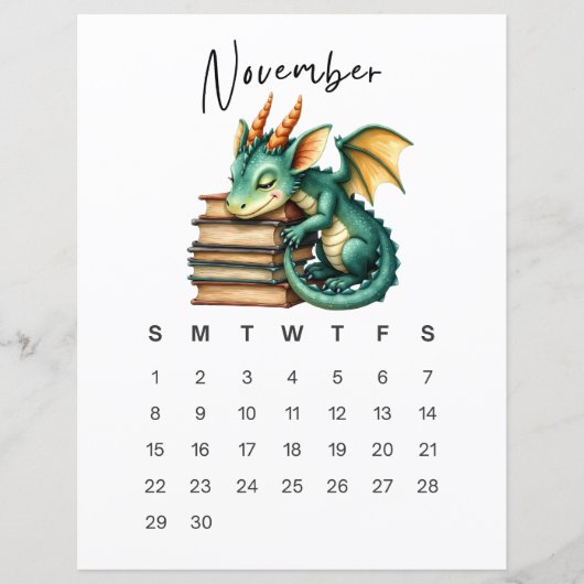 November Baby Dragon Art Print Whimsical Fantasy  (Voorkant)