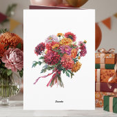 November Birth Flower Birthday Card | Mums & Peony Kaart