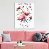 November Birth Flower Peony Premium Wrapped Canvas Afdruk (Insitu (Woonkamer))