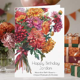 November Birth Month Flowers Happy Birthday Card Kaart