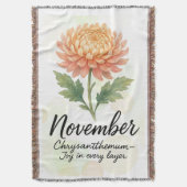 November Birth Month Throw Blanket – Chrysanthemum Deken (Voorkant Verticaal)