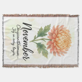 November Birth Month Throw Blanket – Chrysanthemum Deken