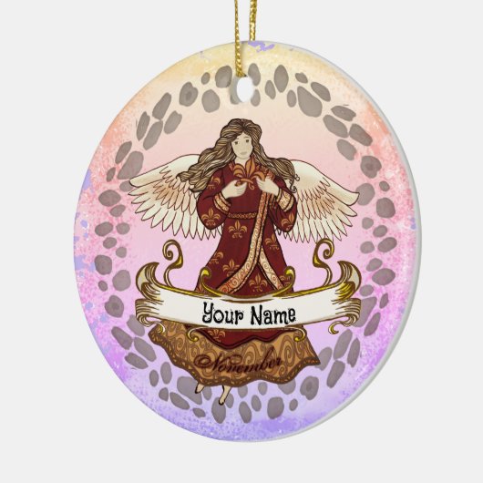 November Birthday Angel verjaardag aangepaste orna Keramisch Ornament (Links)