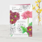 November Birthday Birth Math Flower Floriography Kaart (Gele Bloem)