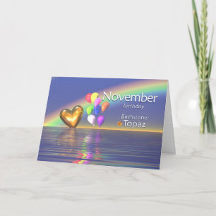 November Birthday Topaz Heart Kaart