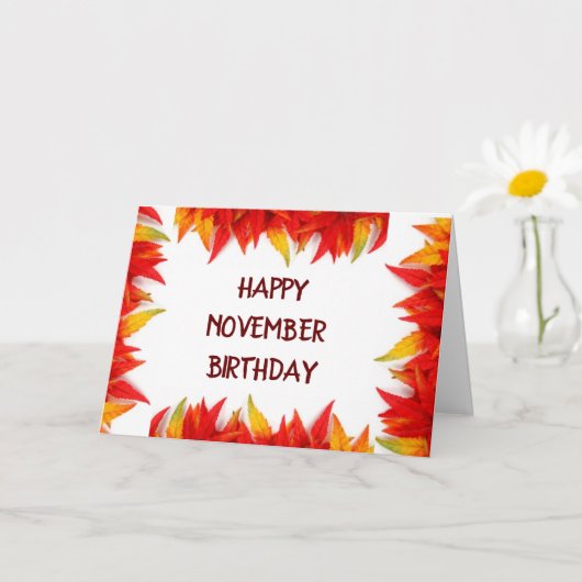 ** NOVEMBER BIRTHDAY WISHES** KAART (Kleine Plant)