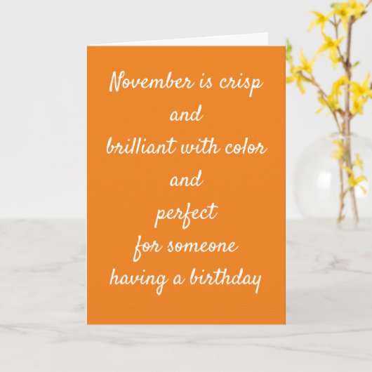 ** NOVEMBER BIRTHDAYS* CRISP EN BEAUTIFUTE KAART (Gele Bloem)