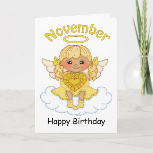 November Birthstone Angel Blonde Birthday Card Kaart