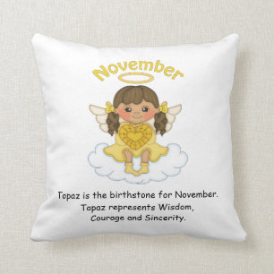 November Birthstone Angel Brunette Kussen