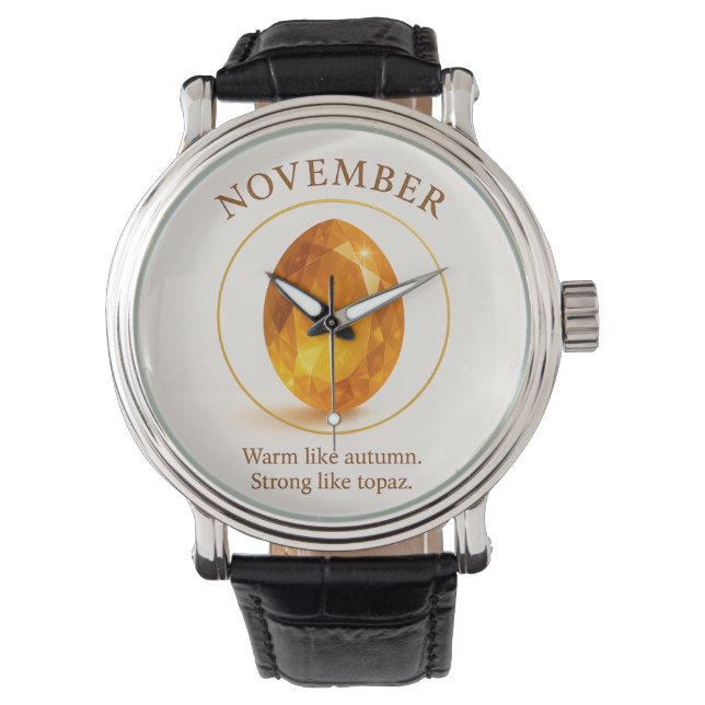 November Birthstone – Citrien voor vreugde, overvl Horloge (Voorkant)