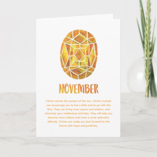 November Birthstone Citrine Birthday Waterverf Kaart (Voorkant)