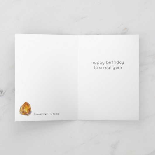 November Birthstone Citrine Verjaardag Kaart (Binnen)