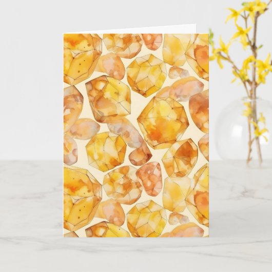 November Birthstone Citrine Verjaardag Kaart (Gele Bloem)