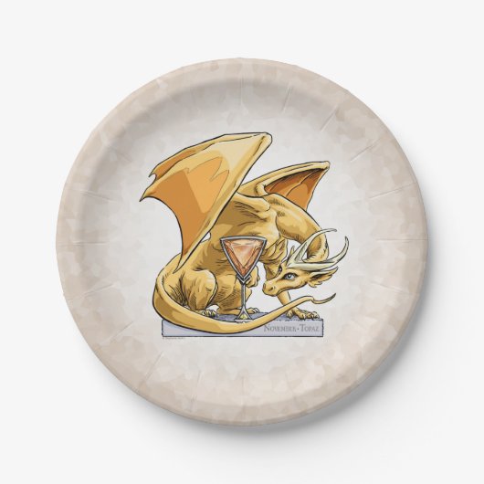 November Birthstone Dragon: Topaz Papieren Bordje (Voorkant)