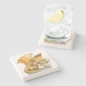 November Birthstone Dragon: Topaz Stenen Onderzetter (Zijkant)