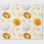 November Birthstone & Flower | Citrine & Chrysanth Cadeaupapier (Vlak)