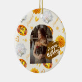 November Birthstone & Flower Custom Birthday Keramisch Ornament (Rechts)