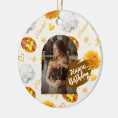 November Birthstone & Flower Custom Birthday Keramisch Ornament (Links)