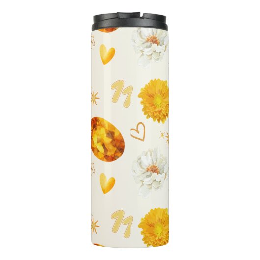 November Birthstone & Flower | Watercolor Thermosbeker (Achterkant)