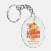 November Birthstone Keyring met naam Sleutelhanger (Voorkant Links)