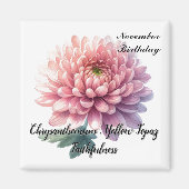 November Birthstone Topaz Chrysanthemum Bloem Magneet (Voorkant)