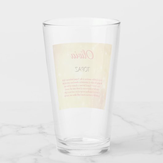 November Birthstone Topaz-ontwerp Glas (Achterkant)