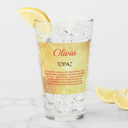 November Birthstone Topaz-ontwerp Glas (Voorkant ijs)