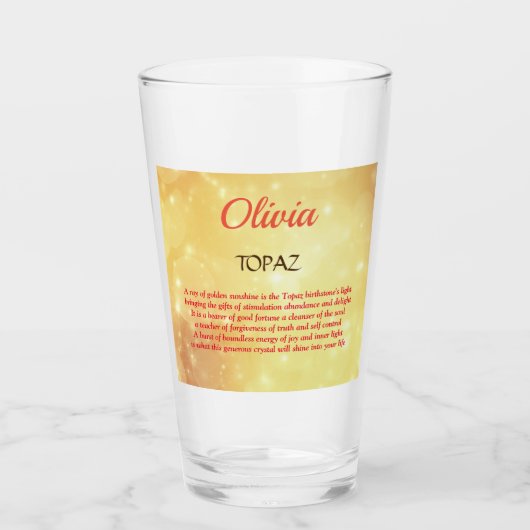 November Birthstone Topaz-ontwerp Glas (Voorkant)