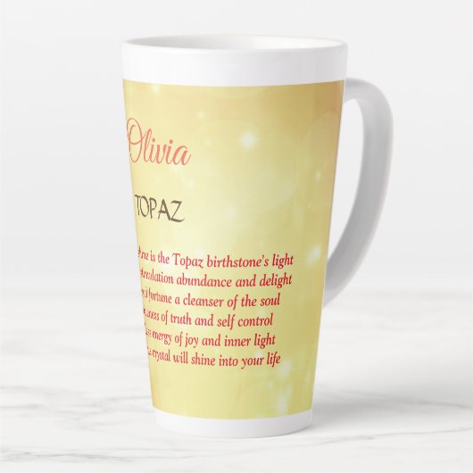 November Birthstone Topaz-ontwerp  Latte Mok (Rechterhoek)