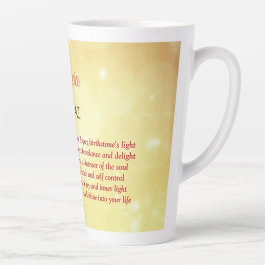 November Birthstone Topaz-ontwerp  Latte Mok (Rechts)