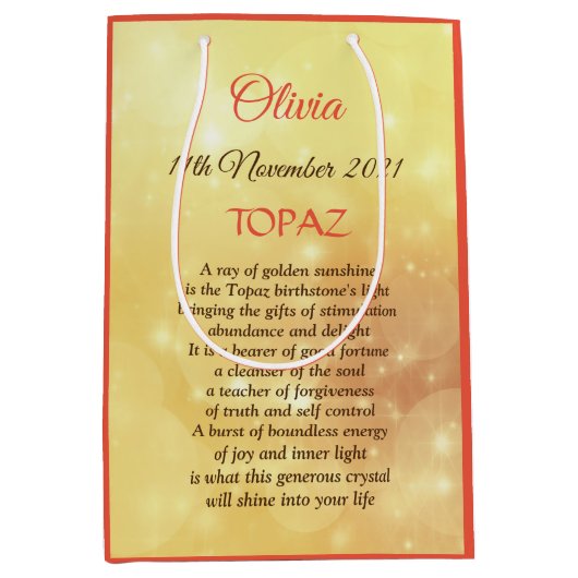 November Birthstone Topaz-ontwerp Medium Cadeauzakje (Voorkant)