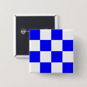 NOVEMBER Blauw Wit Geruit Vierkant Vierkante Button 5,1 Cm (Voorkant /achterkant)