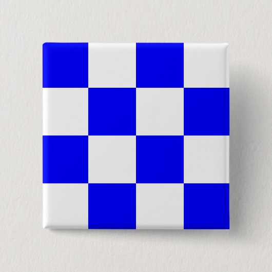 NOVEMBER Blauw Wit Geruit Vierkant Vierkante Button 5,1 Cm (Voorkant)