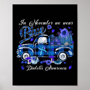 November Blauwe Vrachtwagen Pompoen Herfst Fun Dia Poster