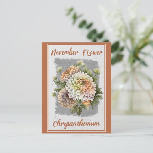 november Bloem Chrysanthemum Bloemen Briefkaart (Staand voorkant)
