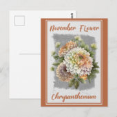  november Bloem Chrysanthemum Bloemen Briefkaart (Voorkant / Achterkant)