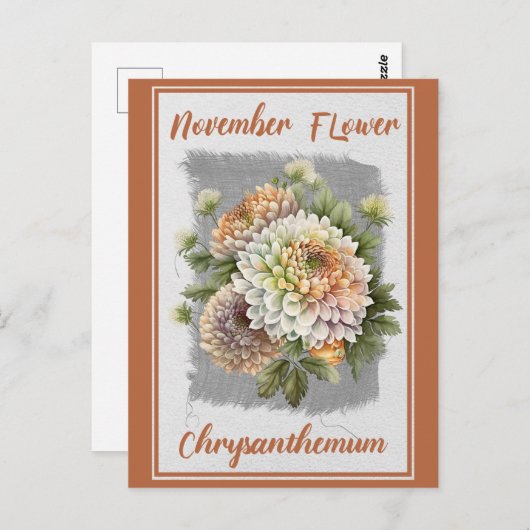  november Bloem Chrysanthemum Bloemen Briefkaart (Voorkant / Achterkant)
