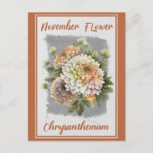  november Bloem Chrysanthemum Bloemen Briefkaart (Voorkant)