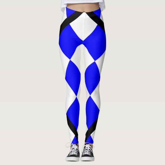 NOVEMBER Blue White Checkered Square Leggings (Voorkant)
