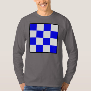 NOVEMBER Blue White Checkered Square T-shirt