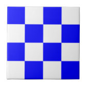 NOVEMBER Blue White Checkered Square Tegeltje (Voorkant)
