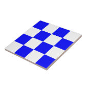NOVEMBER Blue White Checkered Square Tegeltje (Zijkant)