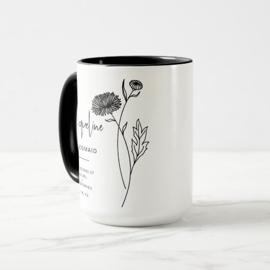 November Bruidsmeisje | Chrysanthemum Geboortebloe Mok (Voorkant links)