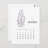 November  Cactus 2024 Kalender Kaart (Voorkant / Achterkant)
