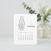 November Cactus 2024 Kalender Kaart